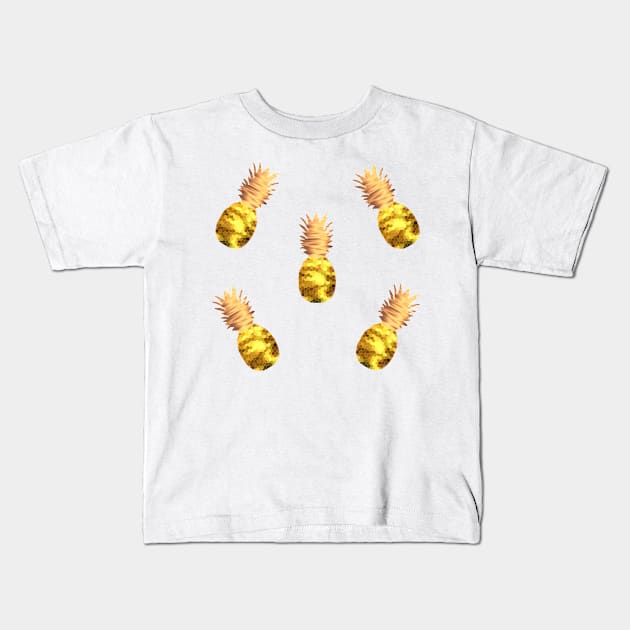 Golden Pineapples Kids T-Shirt by MarkusMikaelH